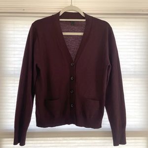 J Crew Merino Wool Burgundy Cardigan